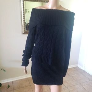 The Limited S wool angora blend cableknit off shoulder sweater